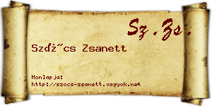 Szőcs Zsanett névjegykártya