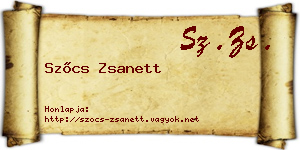 Szőcs Zsanett névjegykártya